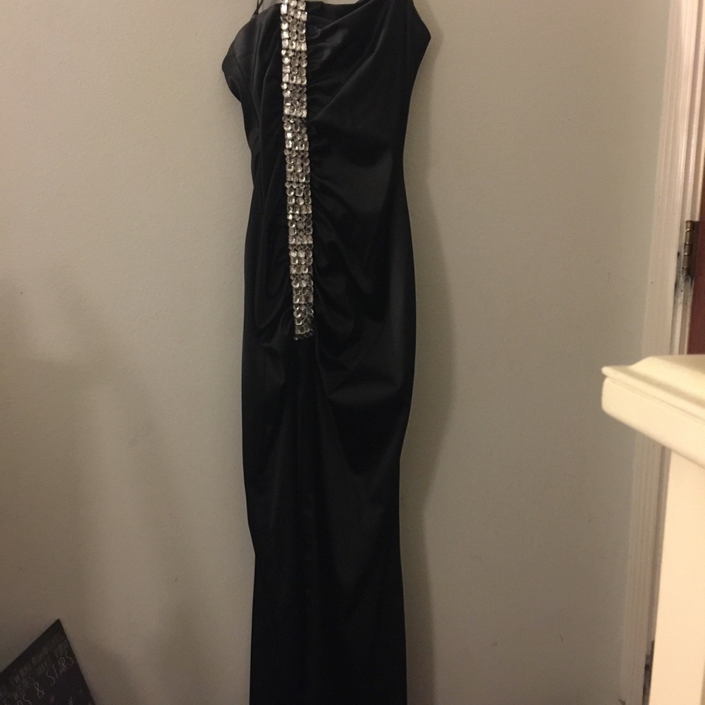 Faviana black prom gown.